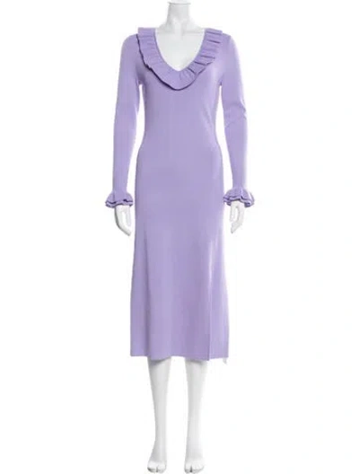 Pre-owned Lk Bennett V-neck Midi Length Dress W/ Tags In Purple