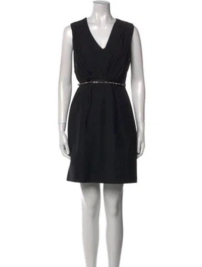 Pre-owned Lk Bennett V-neck Mini Dress In Black