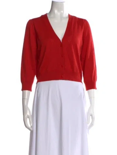 Pre-owned Lk Bennett V-neck Sweater In Red