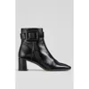 Lk Bennett Womens Bla-black Wilde Square-toe Patent-leather Ankle Boots Eur 37 / 4 Uk In Black