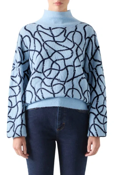 Lk Bennett Willa Fluffy Mock Neck Sweater In Blue
