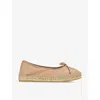 Lk Bennett Womens Bei-trench Taleena Bow-embellished Espadrille Leather Ballet Flats In Bei-trench