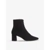 Lk Bennett Womens Bla-black Arabella Lace-up Suede Heeled Ankle Boots Eur 37 / 4 Uk In Bla-black