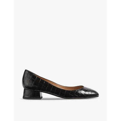 Lk Bennett Womens Bla-black Blaine Croc-effect Leather Court Shoes