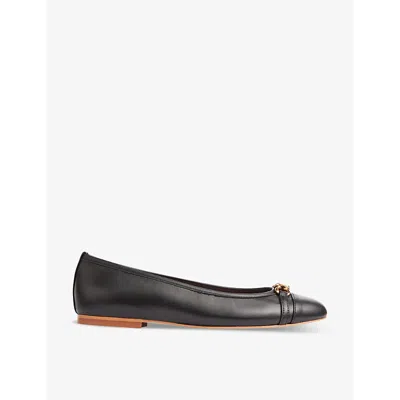 Lk Bennett Womens Bla-black Brielle Embellished Leather Ballet Flats