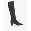 Lk Bennett Womens Bla-black Eldon Block-heel Suede Knee-high Boots In Bla-black