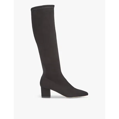 Lk Bennett Womens Bla-black Eldon Block-heel Suede Knee-high Boots