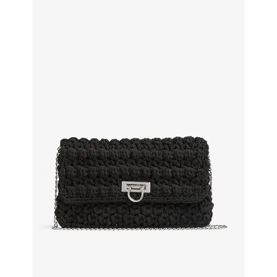 Lk Bennett Womens Bla-black Essie Braided Woven Shoulder Bag