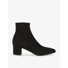 Lk Bennett Womens Bla-black Grove Stretch Heeled Suede Ankle Boots In Bla-black