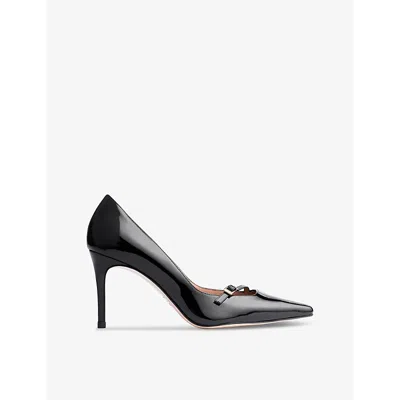 Lk Bennett Womens Bla-black Larna Strap-embellished Heeled Patent-leather Courts