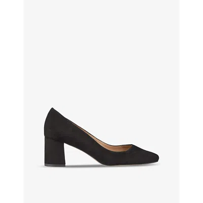 Lk Bennett Womens Bla-black Sally Square-toe Suede Heeled Courts