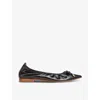 Lk Bennett Womens Bla-black Tilly Bow-embellished Patent-leather Ballet Flats