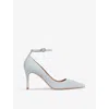 Lk Bennett Womens Blu-aqua Catelyn Ankle-strap Heeled Suede Court Shoes In Blu-aqua