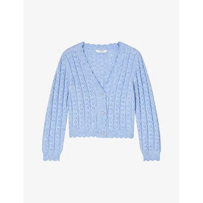 Lk Bennett Womens Blu-light Blue Coleen Cable-weave Knitted Cardigan