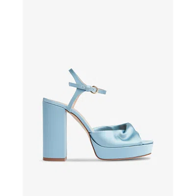 Lk Bennett Womens Blu-light Blue Rosa Crossover-front Satin Platform Sandals