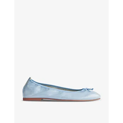 Lk Bennett Womens Blu-storm Trilly Bow-embellished Flat Patent-leather Ballet Flats