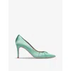 Lk Bennett Womens Blu-teal Florena Pleated Heeled Satin Courts In Blu-teal