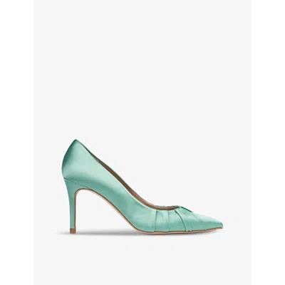 Lk Bennett Womens Blu-teal Florena Pleated Heeled Satin Courts