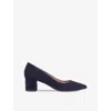 Lk Bennett Womens Blu-vy Clara Pointed-toe Suede Heeled Courts In Blu-navy