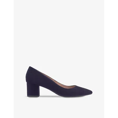 Lk Bennett Womens Blu-vy Clara Pointed-toe Suede Heeled Courts In Blu-navy