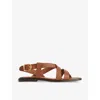 LK BENNETT LK BENNETT WOMEN'S BRO-CHOCOLATE TELMA MULTI-STRAP FLAT LEATHER SANDALS