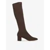 Lk Bennett Womens Bro-dark Chocolate Eldon Block-heel Suede Knee-high Boots In Bro-dark Chocolate