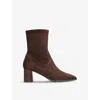 Lk Bennett Womens Bro-dark Chocolate Harp Square-toe Suede Heeled Ankle Boots In Bro-dark Chocolate