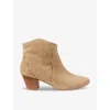 Lk Bennett Womens Bro-tan Leida Western Block-heel Suede Ankle Boots In Bro-tan
