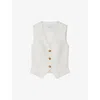 LK BENNETT LK BENNETT WOMEN'S CRE-ECRU AMI V-NECK SLIM-FIT COTTON WAISTCOAT