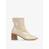 Lk Bennett Womens Cre-ecru Camila Crinkled Patent-leather Ankle Boots In Cre-ecru