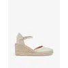 Lk Bennett Womens Cre-ecru Marissa Wedge-heel Leather Espadrilles