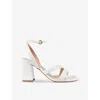 Lk Bennett Womens Cre-pearl Edita Block-heel Faux-leather Sandals In Cre-pearl