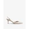 Lk Bennett Womens Cre-pearl Madely Double-strap Kitten-heel Leather Court Shoes In Cre-pearl