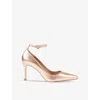 Lk Bennett Womens Gol-copper Catelyn Ankle-strap Metallic Heeled Leather Court Shoes In Gol-copper