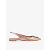 LK BENNETT LK BENNETT WOMEN'S GOL-COPPER LUANA CRYSTAL-HEART LEATHER FLATS