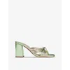 Lk Bennett Womens Gre-emerald Coletta Knotted-strap Metallic Faux-leather Mules In Gre-emerald