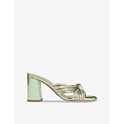 Lk Bennett Womens Gre-emerald Coletta Knotted-strap Metallic Faux-leather Mules