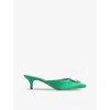 Lk Bennett Womens Gre-green Estella Crystal Heart-brooch Satin Mules In Gre-green