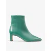 Lk Bennett Womens Gre-jade Margaux Heeled Leather Ankle Boots In Gre-jade
