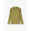 Lk Bennett Womens Gre-olive Lacey Gathered-shoulder Stretch-jersey Top In Gre-olive