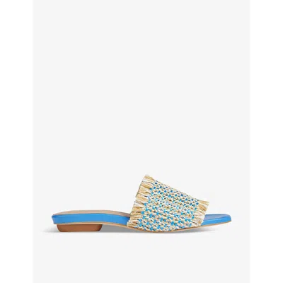Lk Bennett Meera Braided Raffia Sandals In Mul-blue/cream