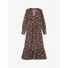 Lk Bennett Lucian Tiered Floral-print Midi Dress In Mul-brown