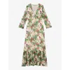 LK BENNETT DEBORAH FLORAL-PRINT V-NECK SILK-BLEND MAXI DRESS