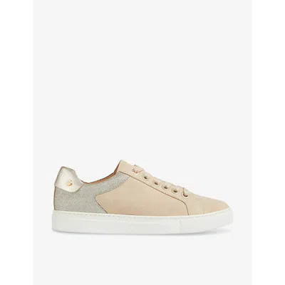 Lk Bennett Signature Stud-embellished Suede Low-top Trainers In Mul-cream/gold
