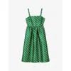 LK BENNETT LK BENNETT WOMEN'S MUL-GREEN ELODIE GEOMETRIC-WEAVE JACQUARD WOVEN MIDI DRESS