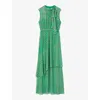 Lk Bennett Robyn Dot Print Tie Neck Maxi Dress In Mul-green