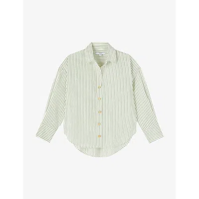 Lk Bennett Bextor Striped Woven Shirt In Mul-green/cream