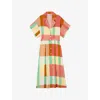 Lk Bennett Womens Mul-multi Izzy Check-print Belted Woven Midi Dress In Mul-multi