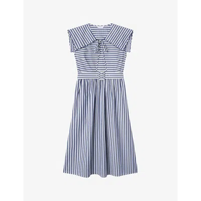 Lk Bennett Beau Stripe Cotton Midi Dress In Mul-navy/cream