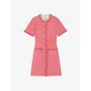 Lk Bennett Allie Round-neck Belted-waist Tweed Mini Dress In Pin-blush